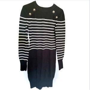 PattyBoutik Black and White Striped Midi Dress Women’s Sz XL